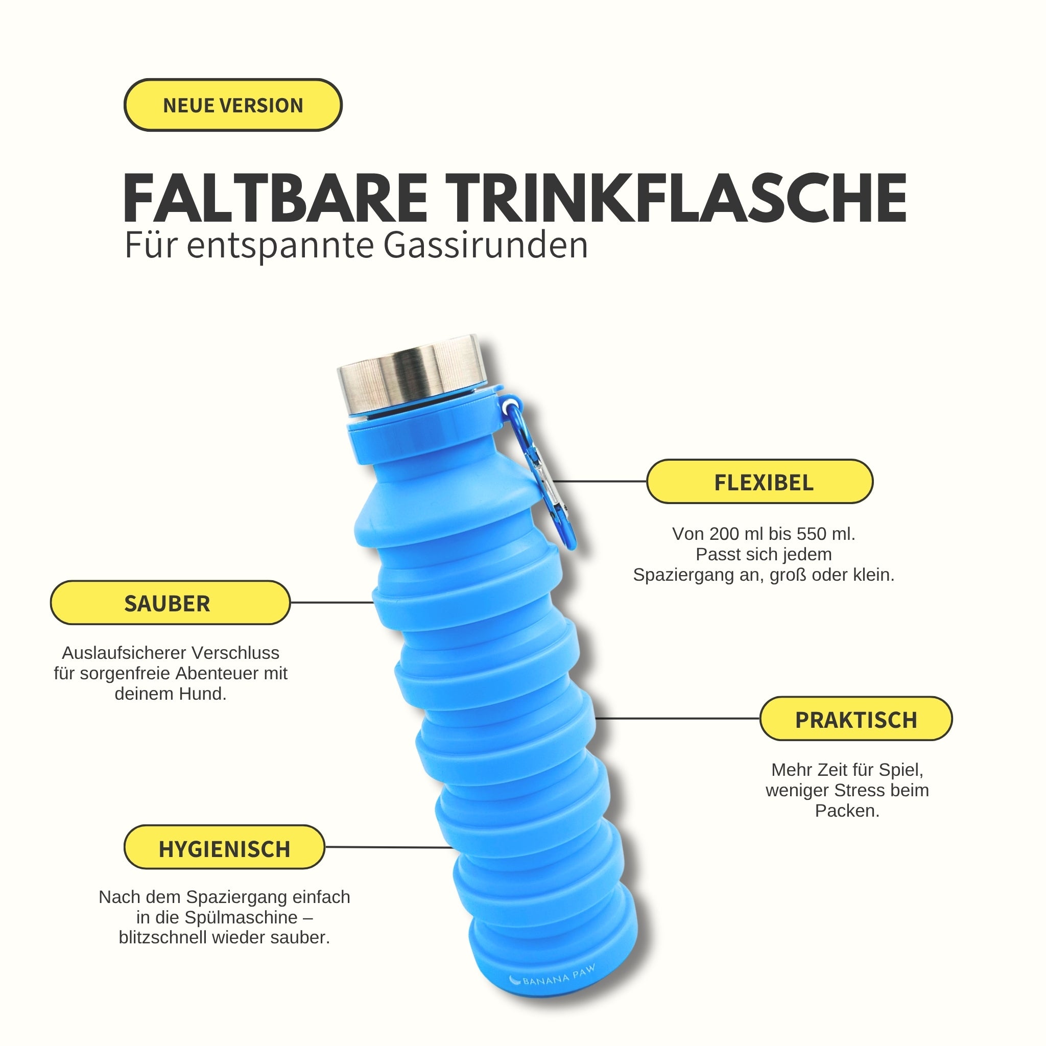 Faltbare Wasserflasche für unterwegs – Flexibel, stylisch & immer dabei