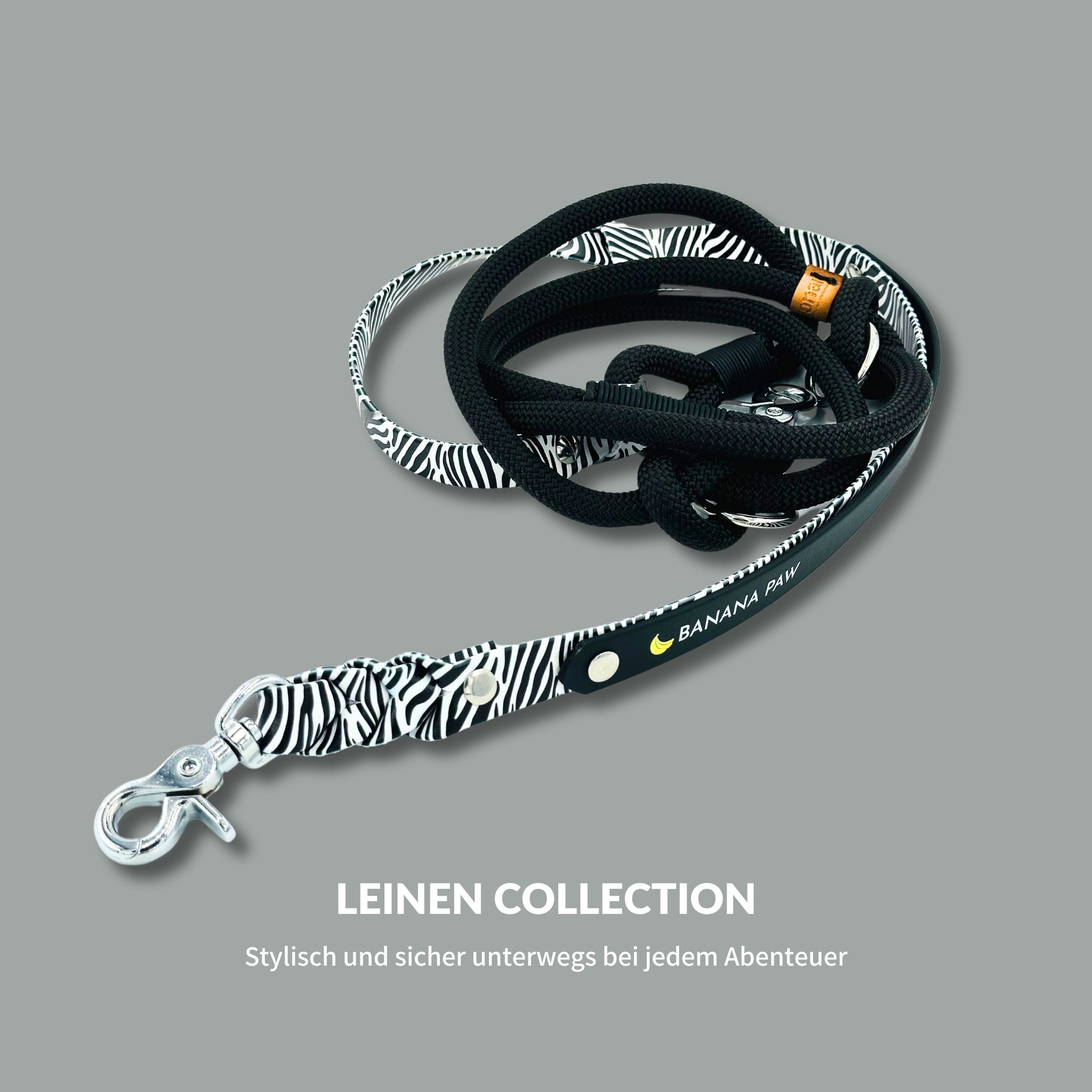 Leine - Zebra - BioThane® mit Premiumtau für kleine Hunde (bis 8kg)