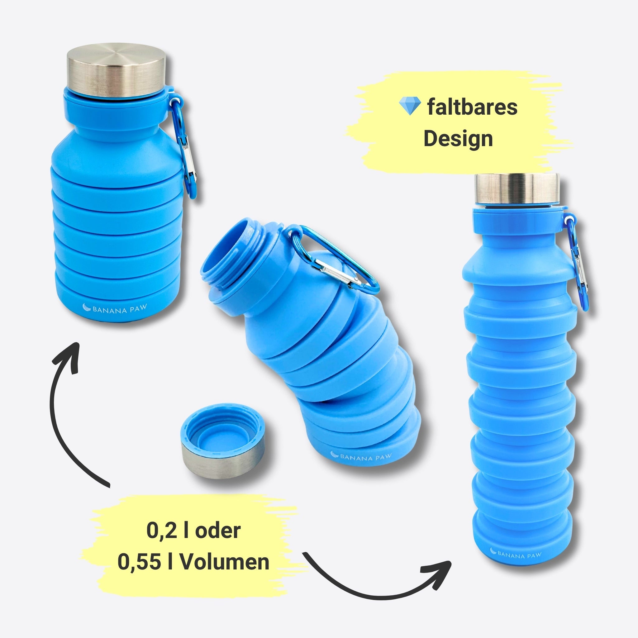 Faltbare Wasserflasche für unterwegs – Flexibel, stylisch & immer dabei