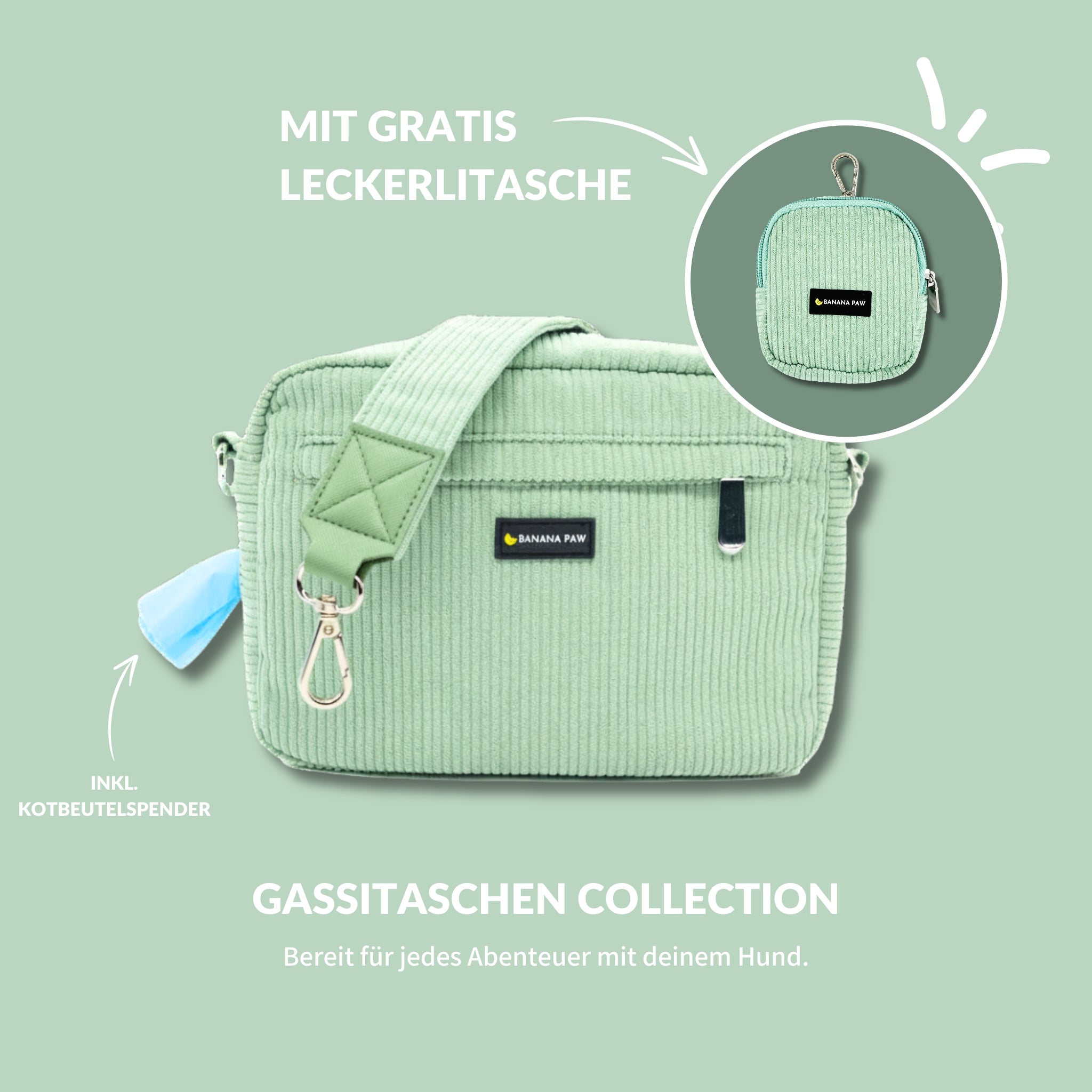 Gassitaschen-Set · Cord · Mint Bliss