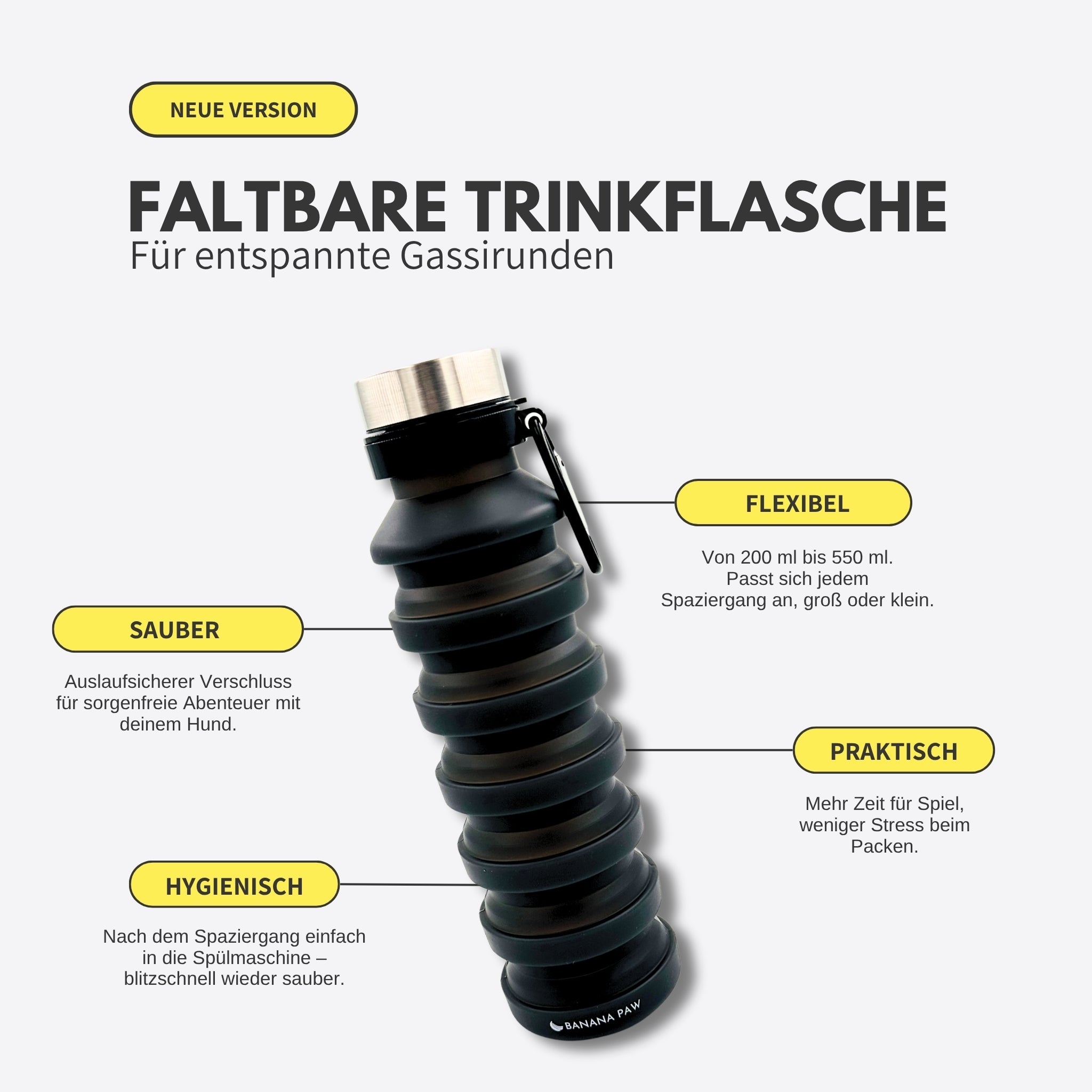 Faltbare Wasserflasche für unterwegs – Flexibel, stylisch & immer dabei