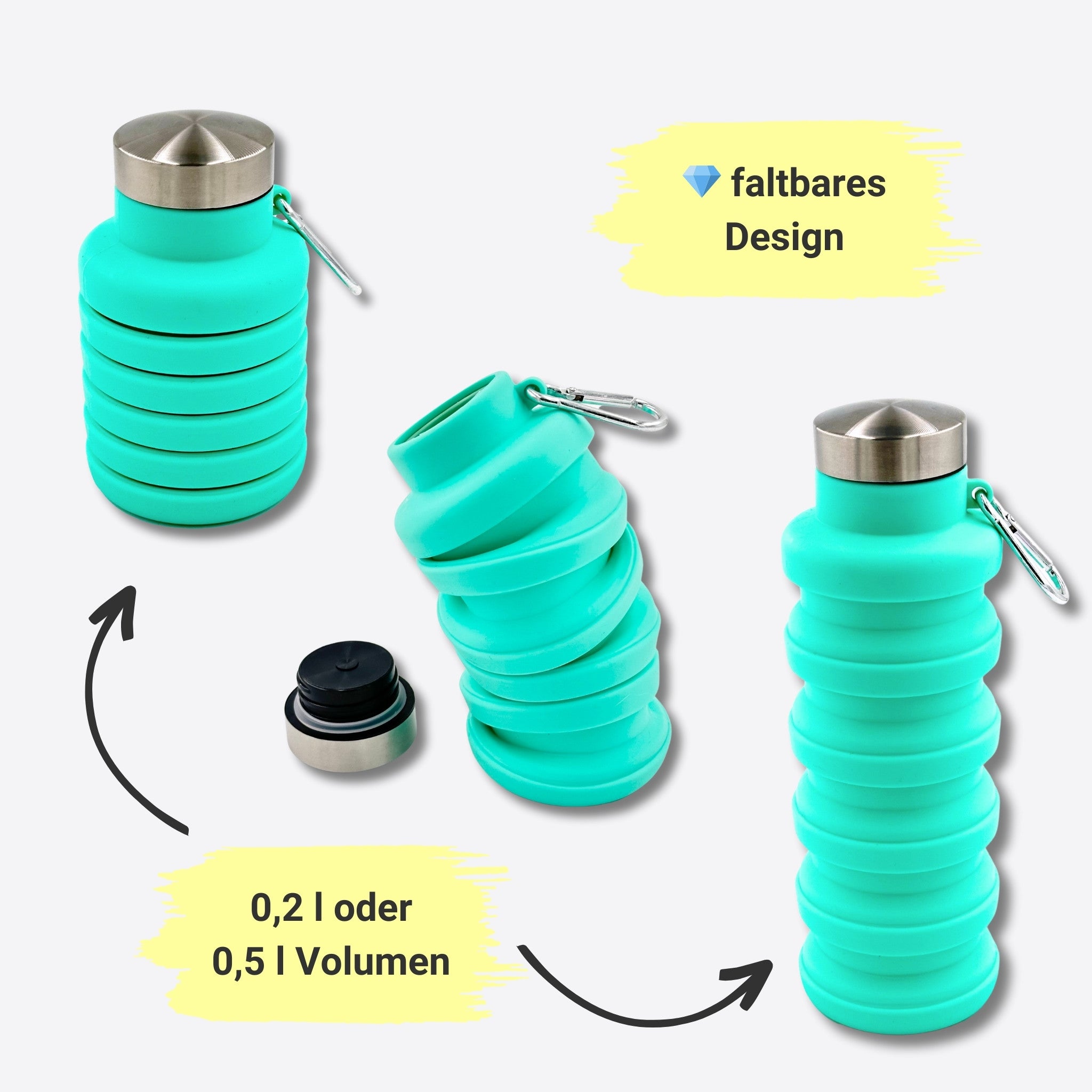 Faltbare Wasserflasche - Mint (Türkis)