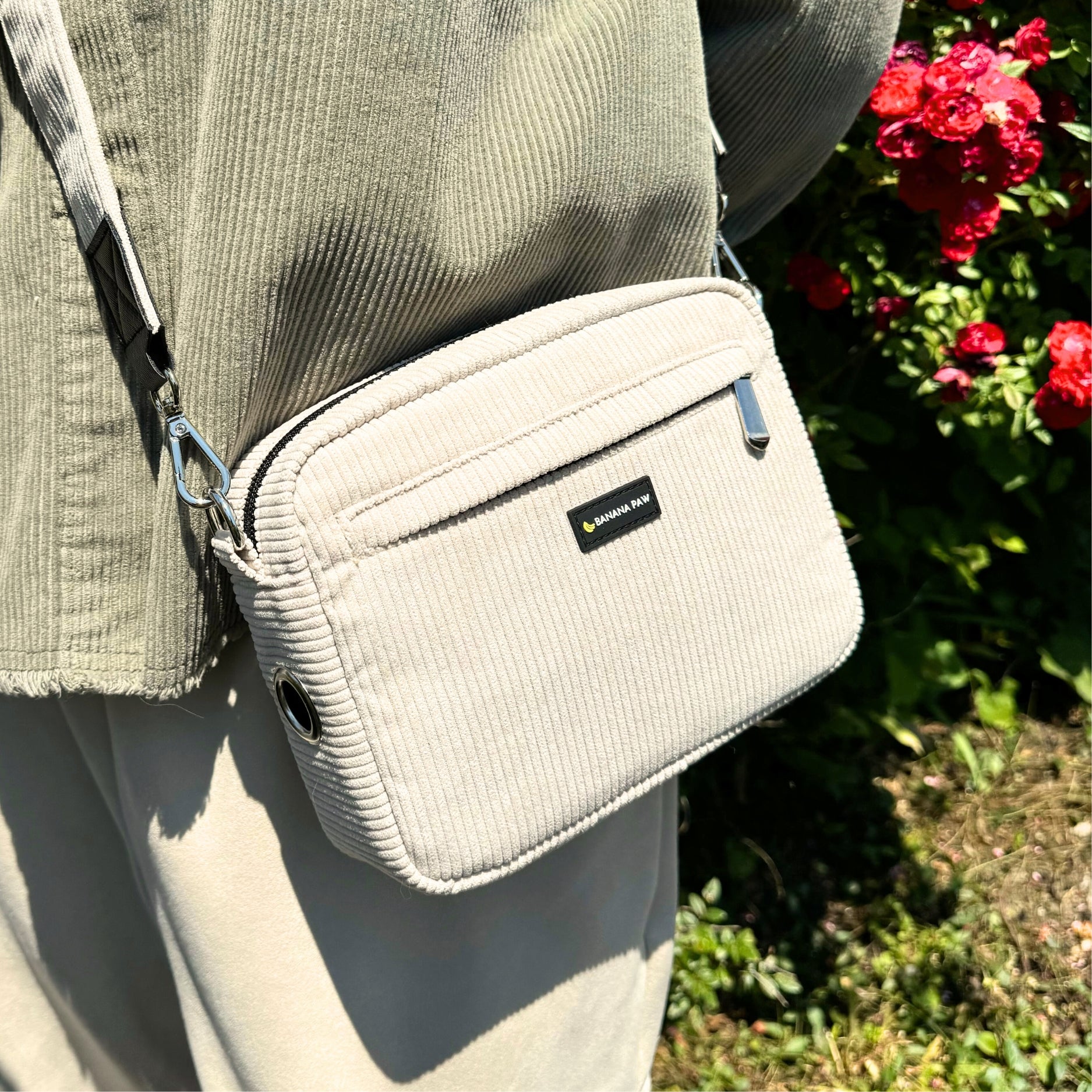 Gassitasche - Cord - Haupttasche mit Gurt gemustert