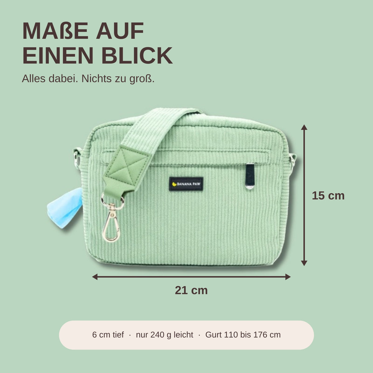 Gassitasche St. Tropez Mint Bliss: Maße 21 x 15 x 6 cm