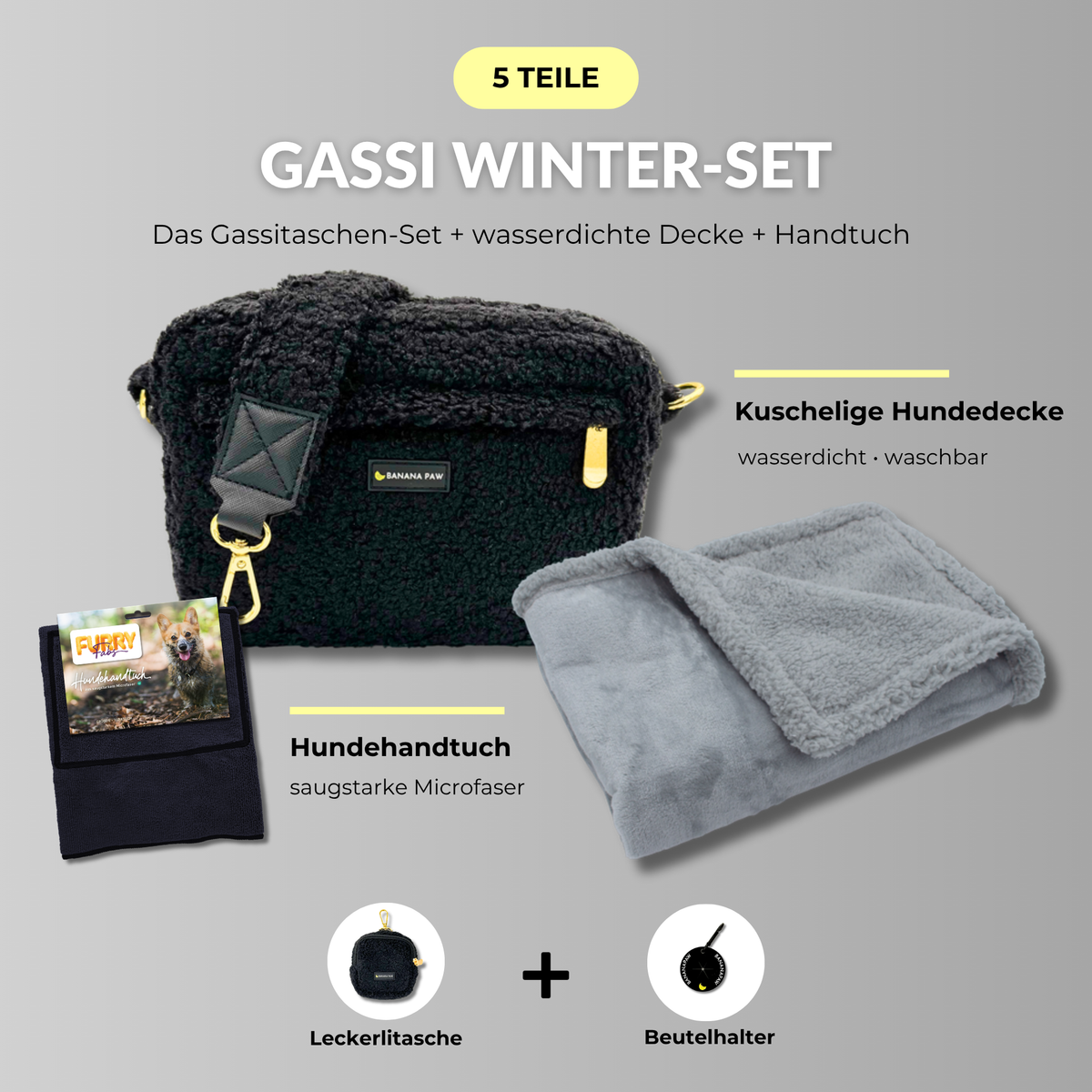 Gassi Winter-Set Teddy Obsidian Black