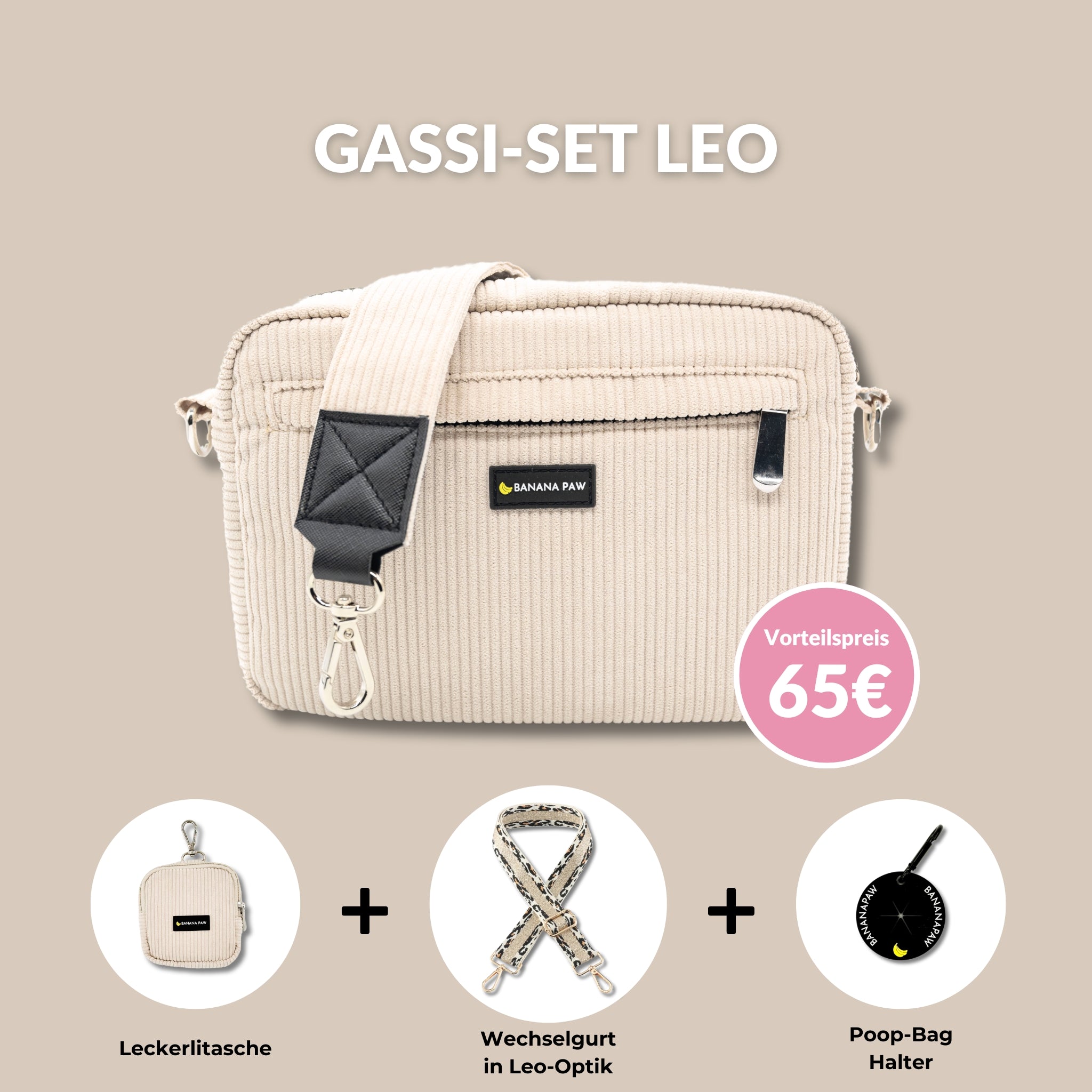 GASSI-SET LEO - Cord - mit Wechselgurt