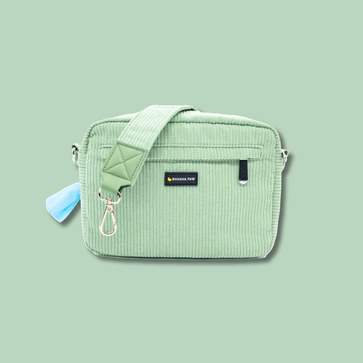 Gassitasche St. Tropez aus Cord in Mint Bliss mit Gurt und Karabiner