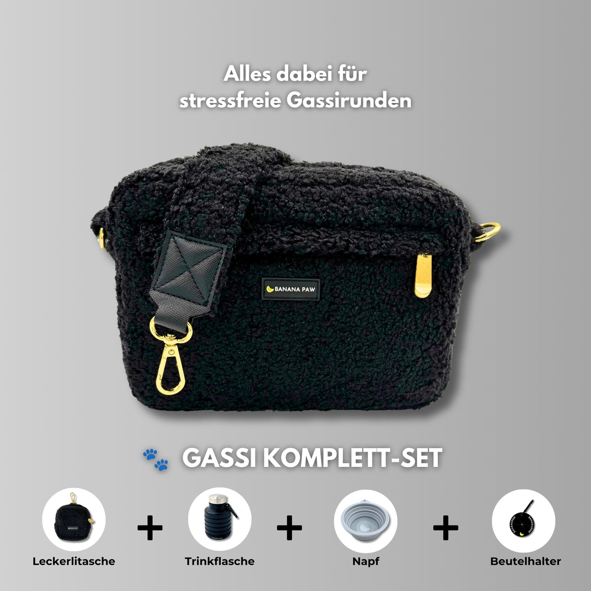 Gassi Komplett-Set · Teddy · Obsidian Black