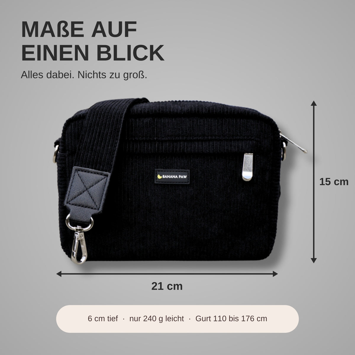 Gassitasche St. Tropez Black Beauty: Maße 21 x 15 x 6 cm