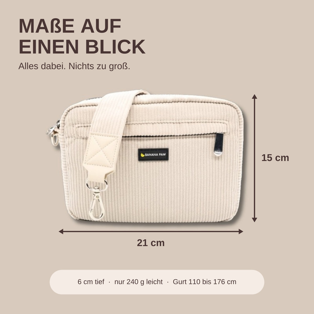 Gassitasche St. Tropez Creme Deluxe: Maße 21 x 15 x 6 cm