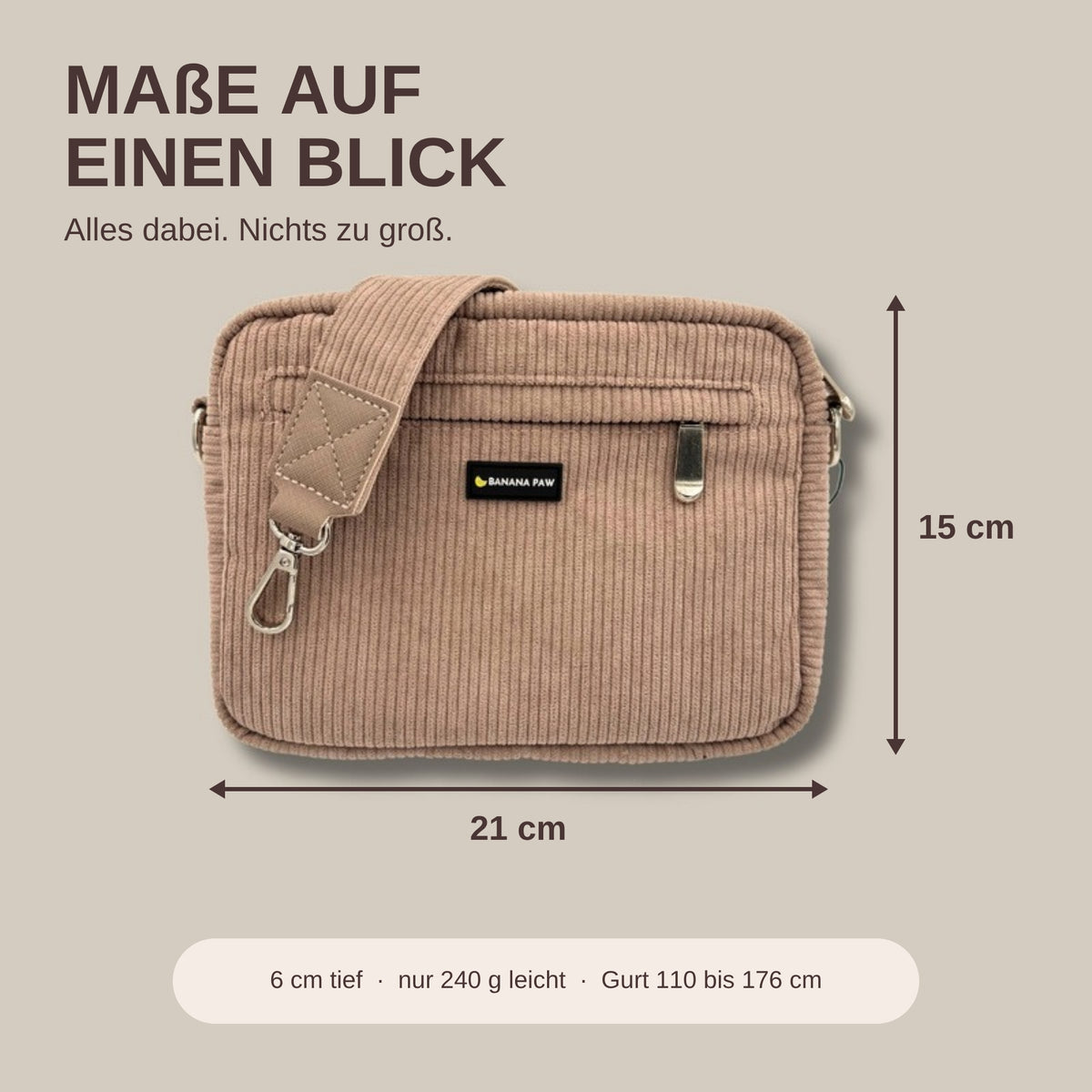 Gassitasche St. Tropez Sandy Brown: Maße 21 x 15 x 6 cm